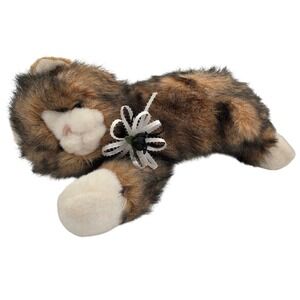 Vintage Nick & Noel Calico Cat Plush Stuffed Animal Toy Cute Kitten Floppy Ears